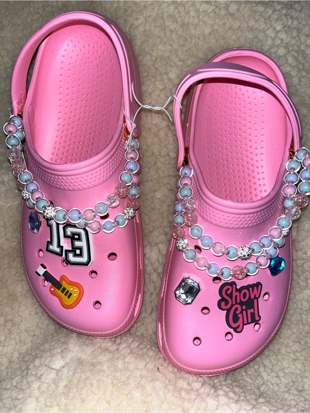 NWT Taylor-10 Pink Beaded T Charm Clogs Girls Size 9